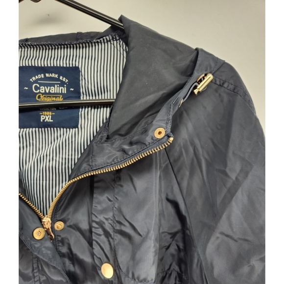 US Navy Jackets & Blazers - Cavalini Windbreaker Navy Women's Petite XL Hooded Cinched‎ Waist Jacket Light